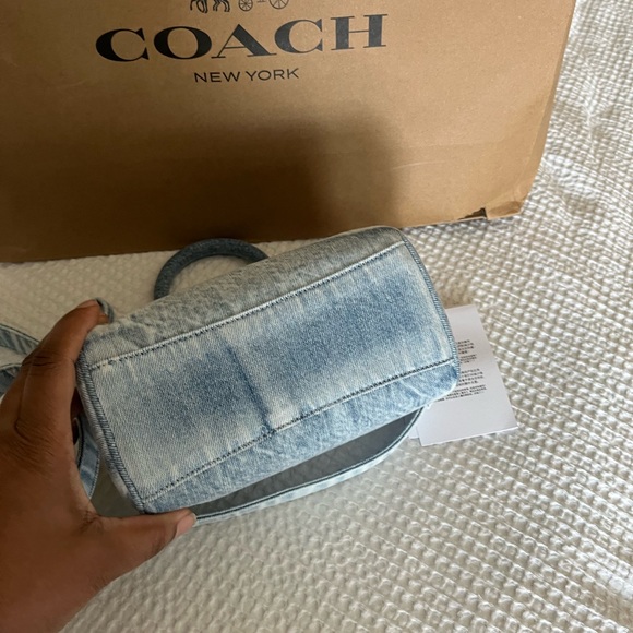 Coach Light Blue Denim MINI Satchel with Pink Tag - Picture 3 of 3